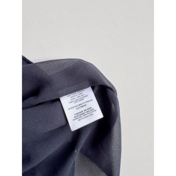 JOIE Burella Navy Geometric Print 100% Silk Georgette Ruffle Blouse, Size S - Picture 13 of 14